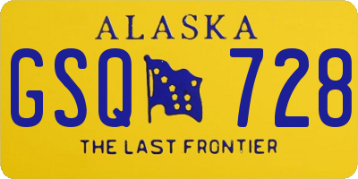 AK license plate GSQ728