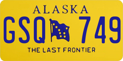 AK license plate GSQ749