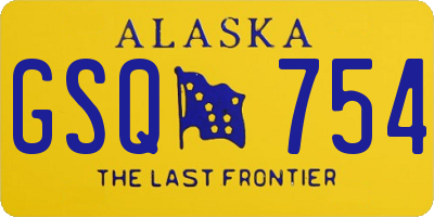 AK license plate GSQ754