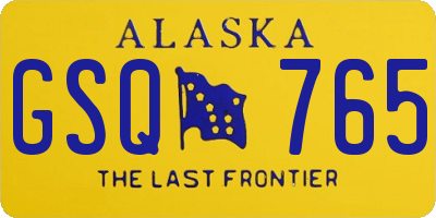 AK license plate GSQ765