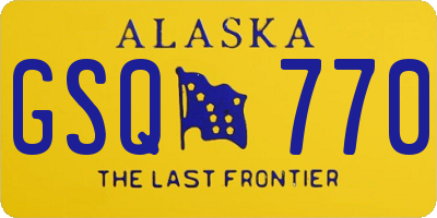 AK license plate GSQ770