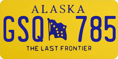 AK license plate GSQ785