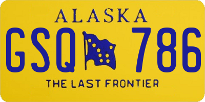 AK license plate GSQ786