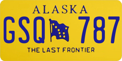 AK license plate GSQ787