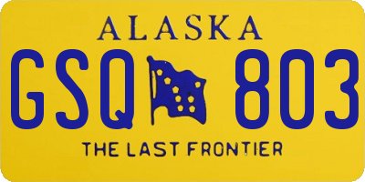 AK license plate GSQ803