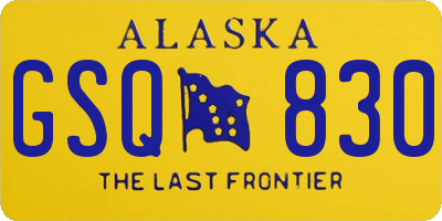 AK license plate GSQ830