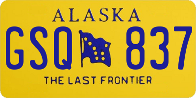 AK license plate GSQ837