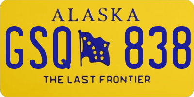 AK license plate GSQ838