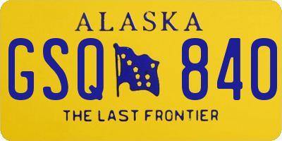 AK license plate GSQ840