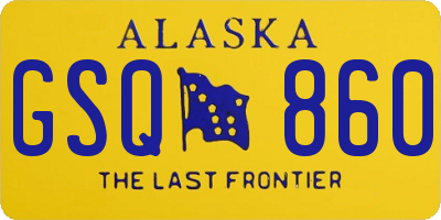 AK license plate GSQ860