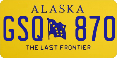 AK license plate GSQ870