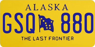 AK license plate GSQ880