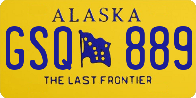 AK license plate GSQ889