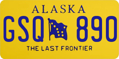 AK license plate GSQ890