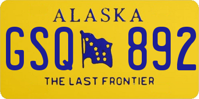 AK license plate GSQ892
