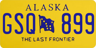 AK license plate GSQ899