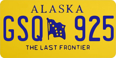 AK license plate GSQ925