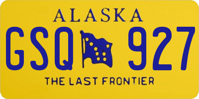 AK license plate GSQ927