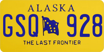 AK license plate GSQ928
