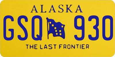 AK license plate GSQ930