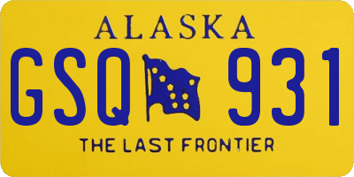 AK license plate GSQ931