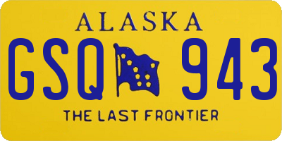 AK license plate GSQ943