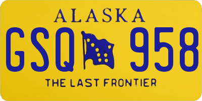 AK license plate GSQ958
