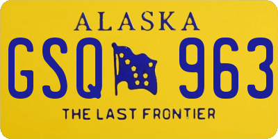 AK license plate GSQ963