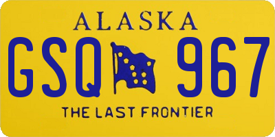 AK license plate GSQ967