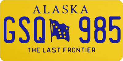 AK license plate GSQ985