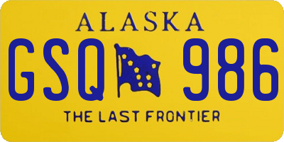 AK license plate GSQ986