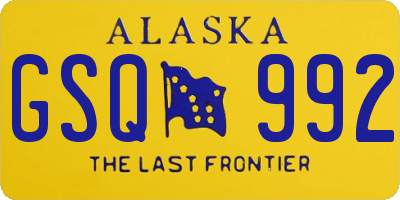 AK license plate GSQ992