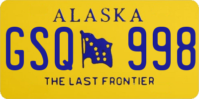 AK license plate GSQ998