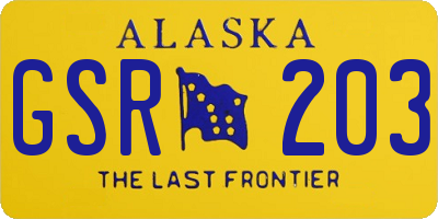 AK license plate GSR203