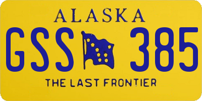 AK license plate GSS385
