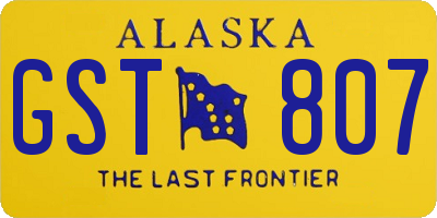 AK license plate GST807