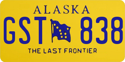 AK license plate GST838