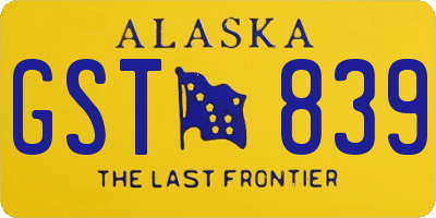 AK license plate GST839