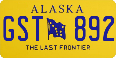 AK license plate GST892