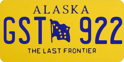 AK license plate GST922