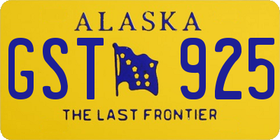 AK license plate GST925