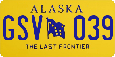 AK license plate GSV039