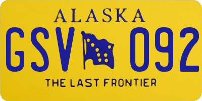 AK license plate GSV092