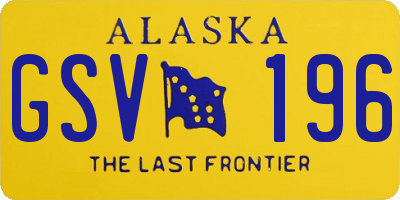 AK license plate GSV196