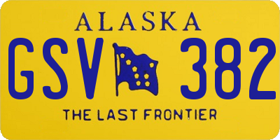 AK license plate GSV382