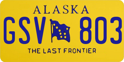 AK license plate GSV803