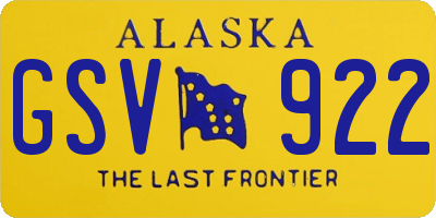 AK license plate GSV922
