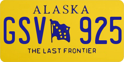 AK license plate GSV925