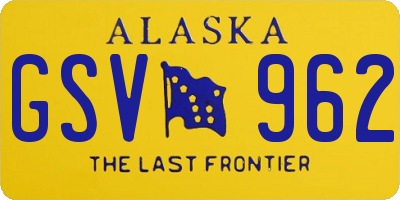 AK license plate GSV962