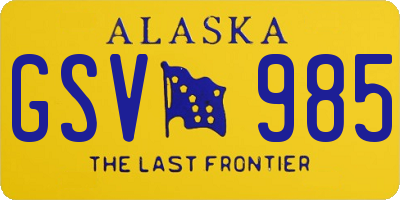 AK license plate GSV985